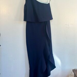 Aqua Asymmetrical Navy Dress